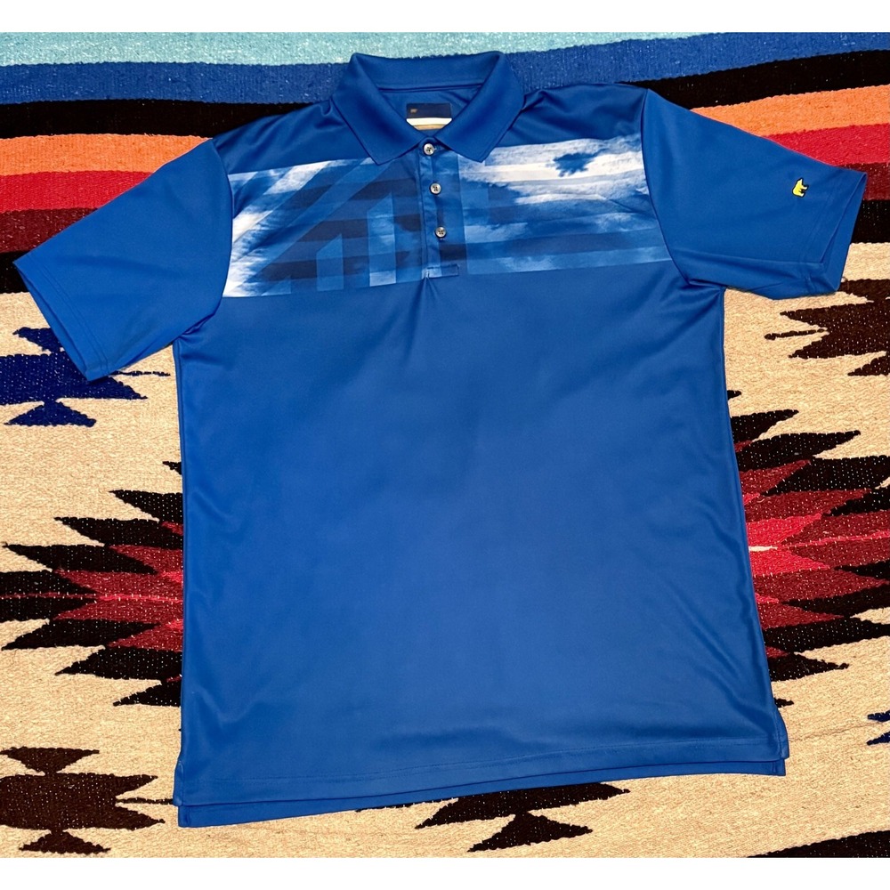 Jack Nicholson Performance Golf Shirt Men's Blue Graphic Print w/ Logo - Large